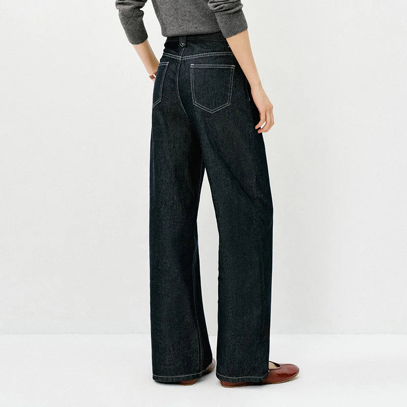 Semir Retro Jeans mujeres 2026 primavera Lyocell mezcla pierna ancha hasta el suelo cubierta de cadera pierna alargamiento pantalones de moda