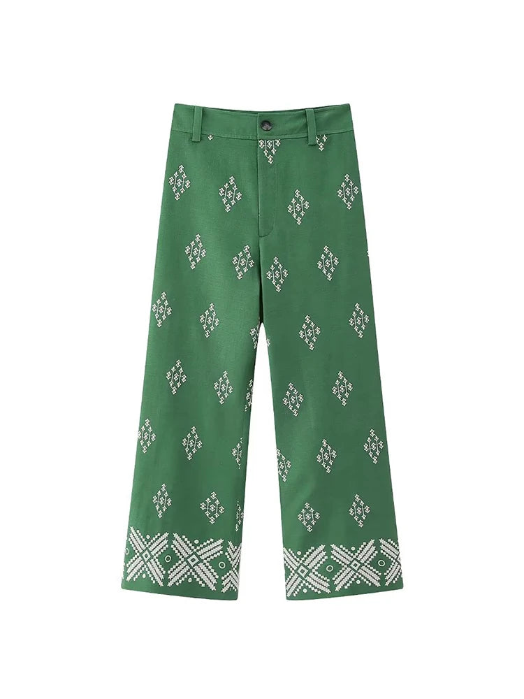 Pantalones Vintage holgados de lino bohemios para mujer, moda de verano 2023, pantalones bordados suaves para mujer, pantalones informales elegantes para mujer