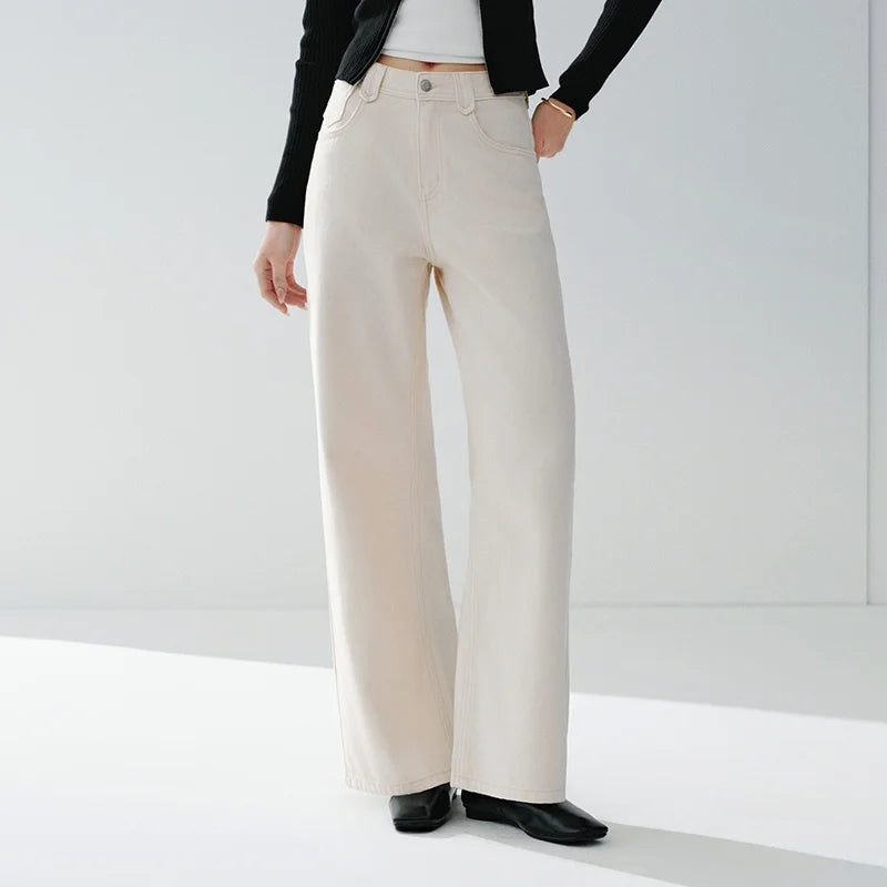 Semir Retro Jeans mujeres 2026 primavera Lyocell mezcla pierna ancha hasta el suelo cubierta de cadera pierna alargamiento pantalones de moda