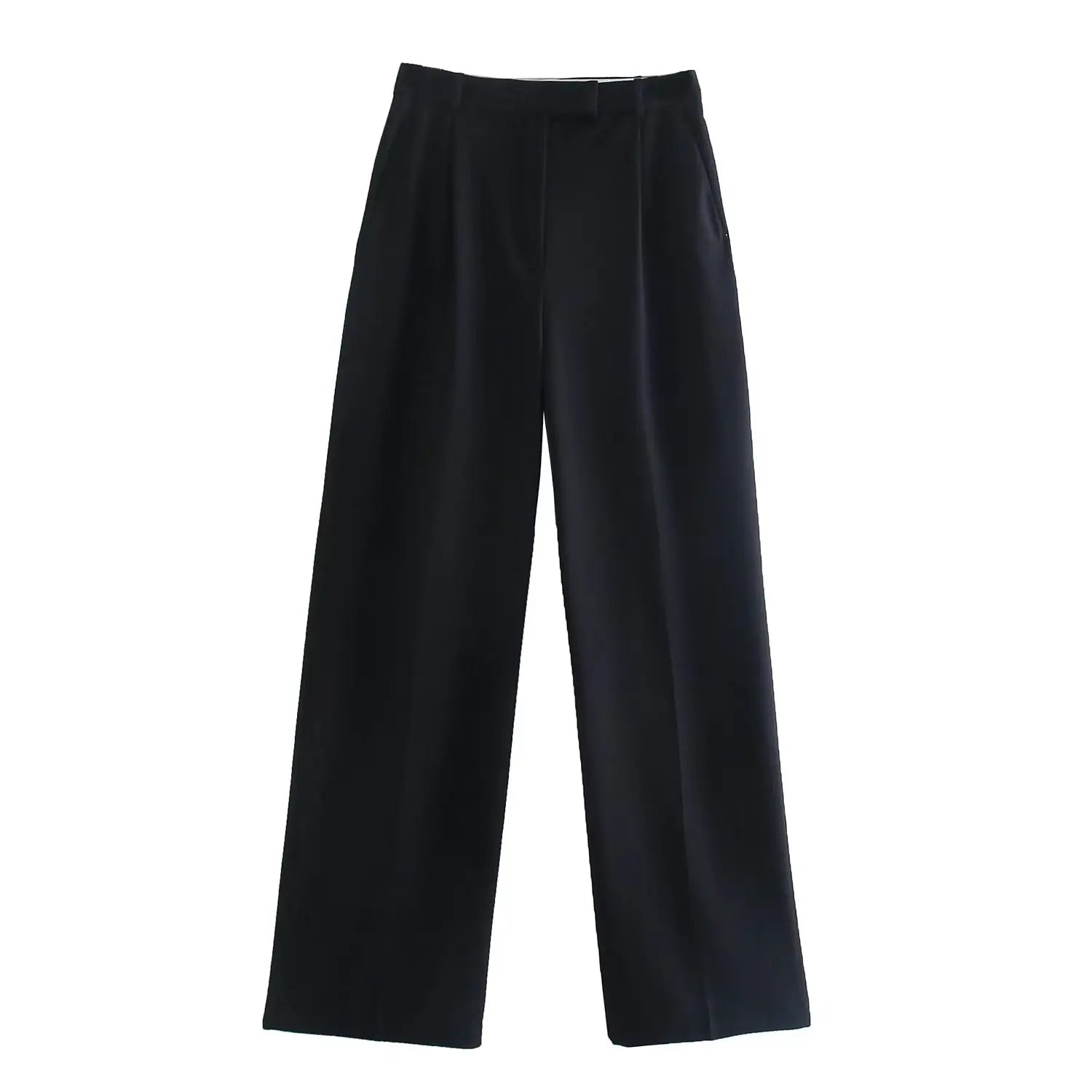 Willshela, Pantalones rectos lisos con cremallera frontal a la moda para mujer, pantalones Vintage de cintura alta de longitud completa para mujer, pantalones elegantes para mujer