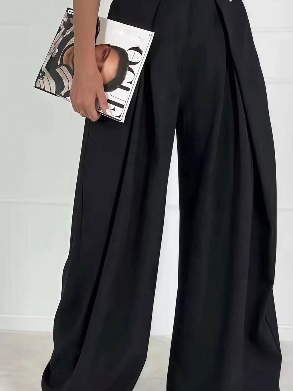 Pantalones anchos plisados HXAO para mujer, pantalones de traje holgados para mujer, pantalones beige de cintura alta para oficina y trabajo, pantalones de pierna ancha oversize para primavera