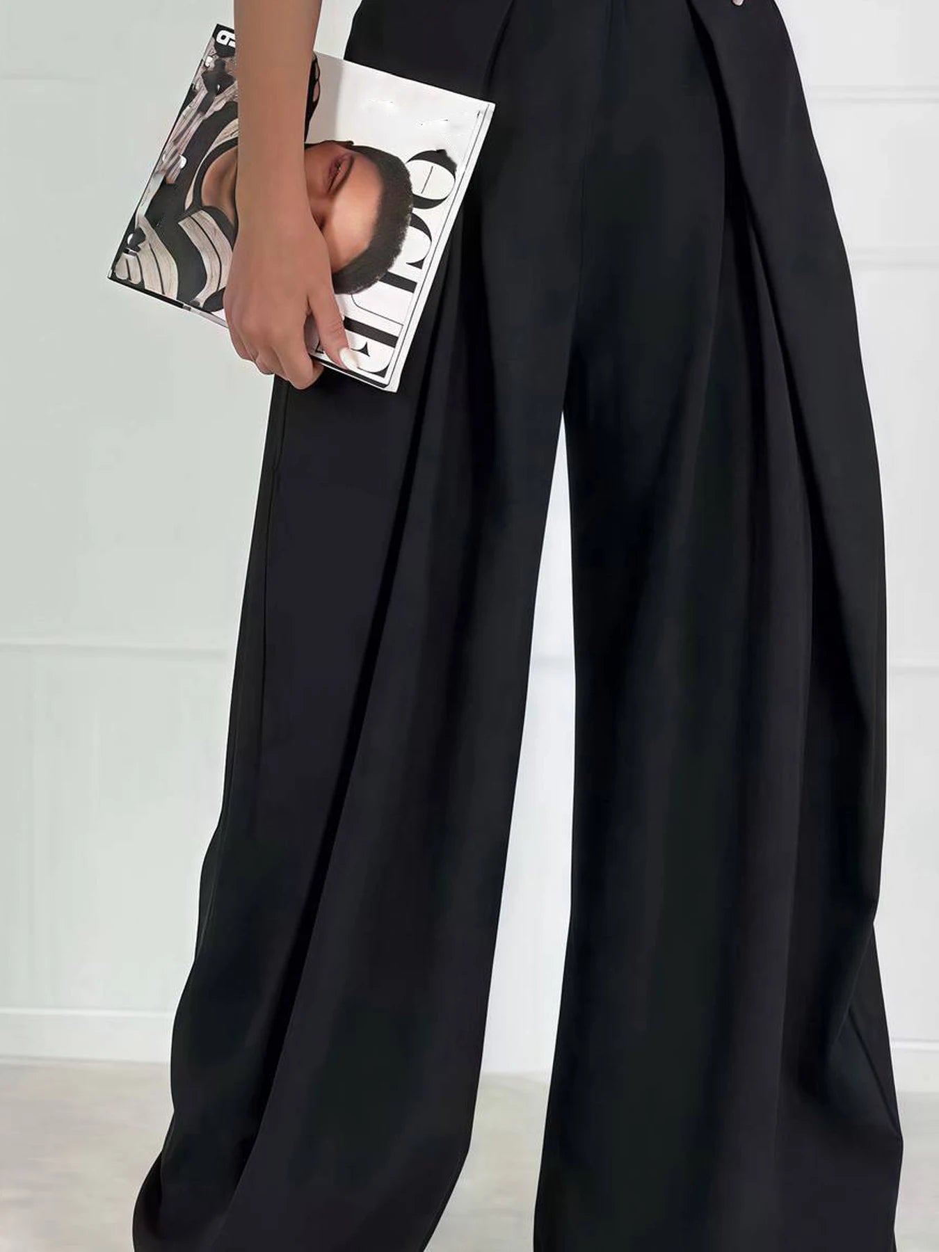 Pantalones anchos plisados HXAO para mujer, pantalones de traje holgados para mujer, pantalones beige de cintura alta para oficina y trabajo, pantalones de pierna ancha oversize para primavera