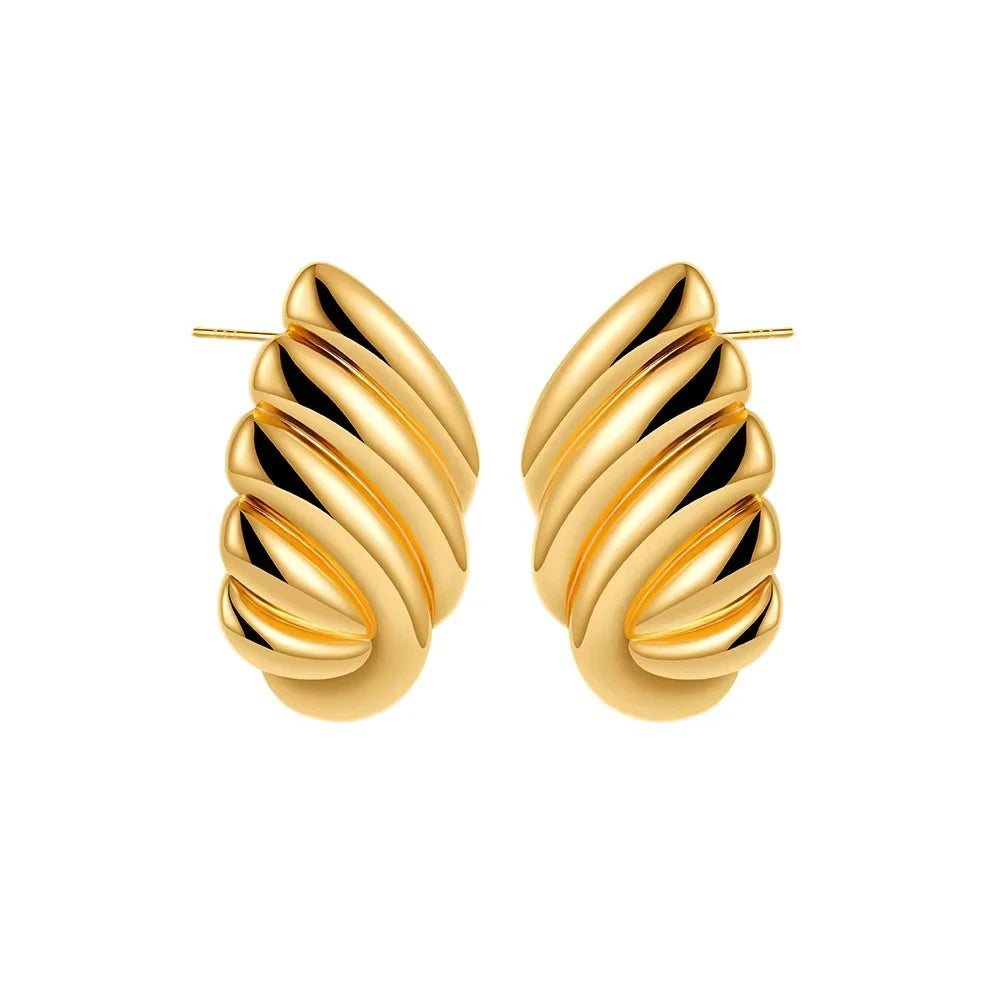 Pendientes de nudo torcido circulares multicapa de acero inoxidable a la moda para mujer, pendientes llamativos chapados en oro con textura de colores mezclados, bisutería