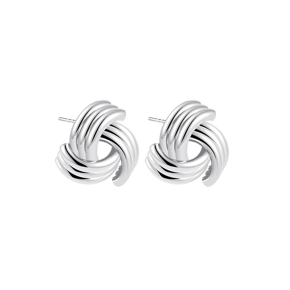 Pendientes de nudo torcido circulares multicapa de acero inoxidable a la moda para mujer, pendientes llamativos chapados en oro con textura de colores mezclados, bisutería