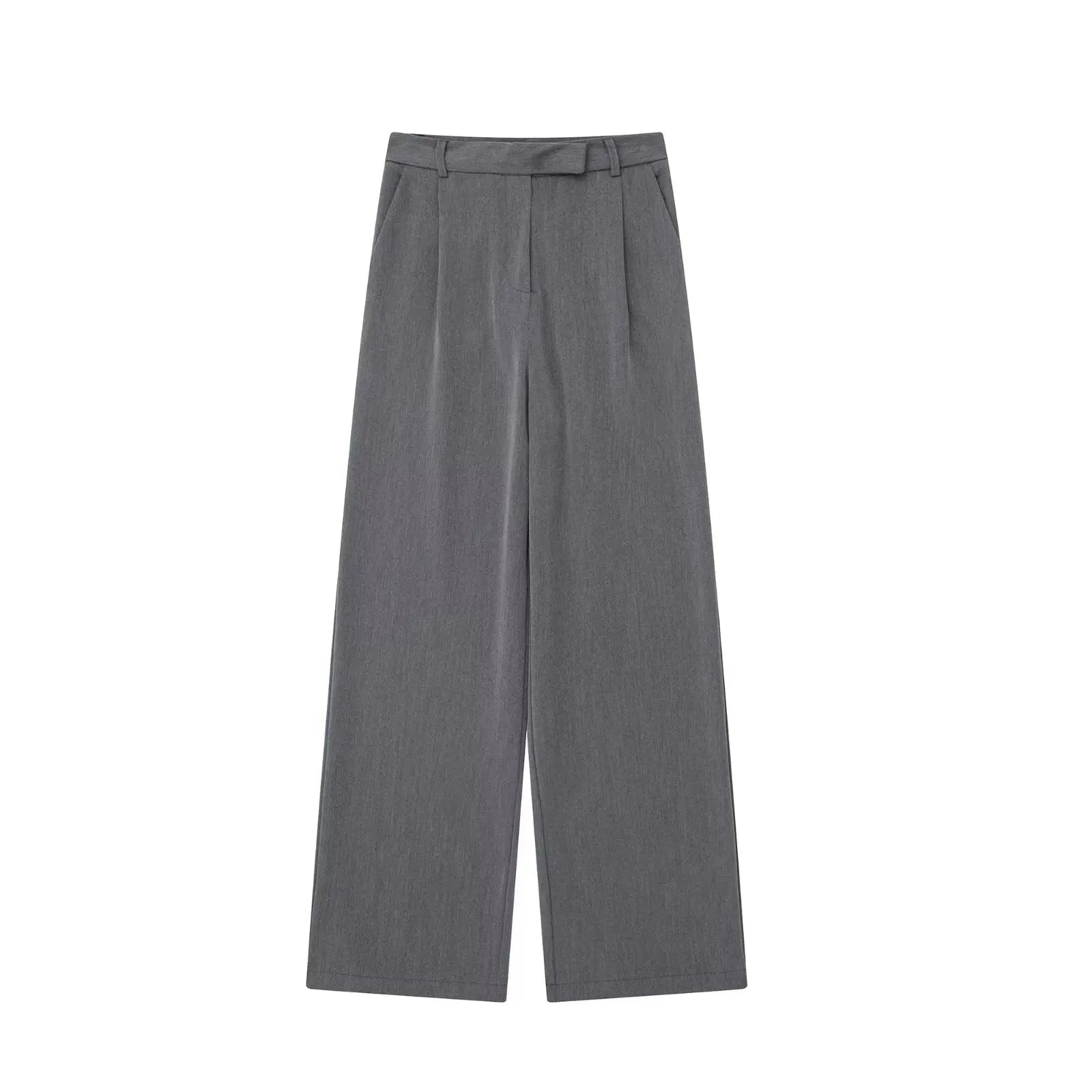 Willshela, Pantalones rectos lisos con cremallera frontal a la moda para mujer, pantalones Vintage de cintura alta de longitud completa para mujer, pantalones elegantes para mujer