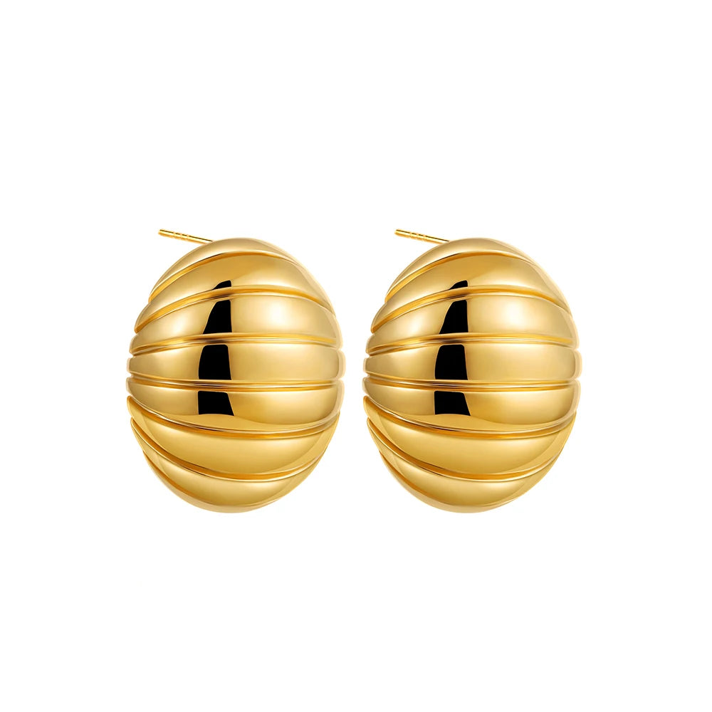 Pendientes de nudo torcido circulares multicapa de acero inoxidable a la moda para mujer, pendientes llamativos chapados en oro con textura de colores mezclados, bisutería