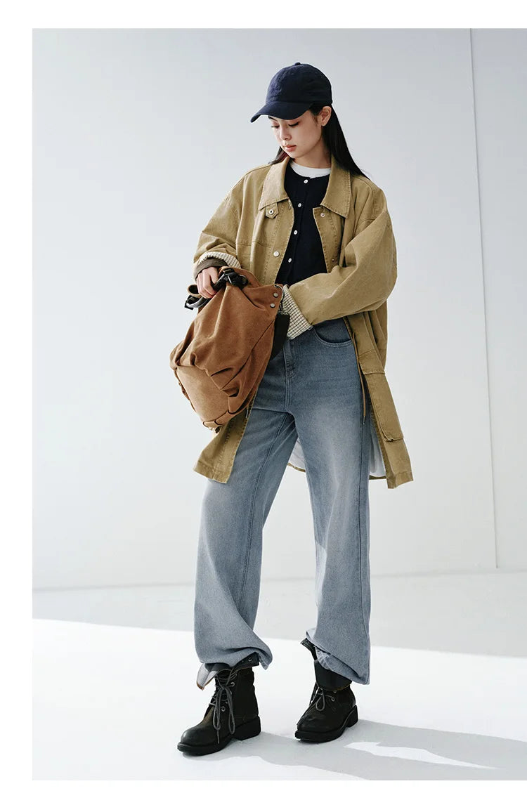 Semir Retro Jeans mujeres 2026 primavera Lyocell mezcla pierna ancha hasta el suelo cubierta de cadera pierna alargamiento pantalones de moda