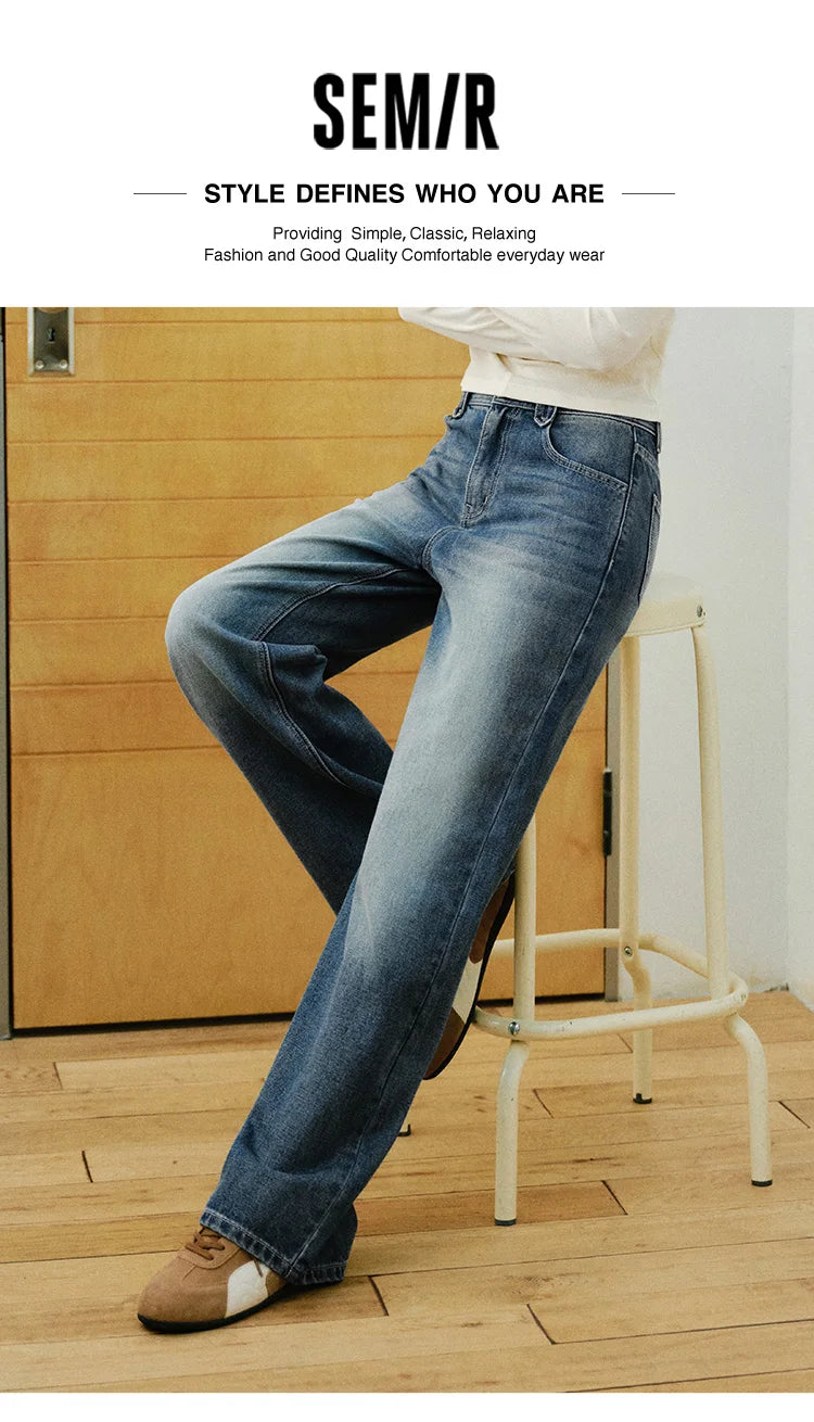 Semir Retro Jeans mujeres 2026 primavera Lyocell mezcla pierna ancha hasta el suelo cubierta de cadera pierna alargamiento pantalones de moda
