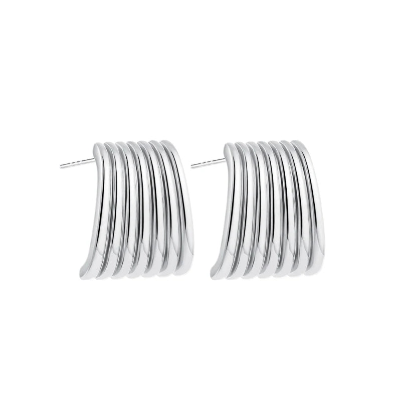 Pendientes de nudo torcido circulares multicapa de acero inoxidable a la moda para mujer, pendientes llamativos chapados en oro con textura de colores mezclados, bisutería