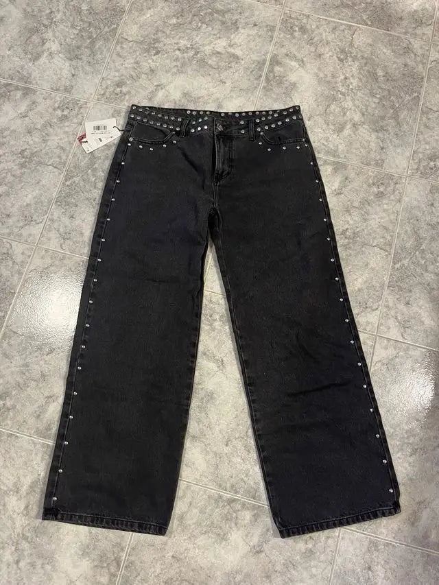 Y2k One Dilemma pantalones vaqueros con estampado de leopardo y estrellas, pantalones vaqueros de pierna ancha, ropa de calle, pantalones vaqueros holgados de cintura alta, ropa gótica Harajuku para mujer