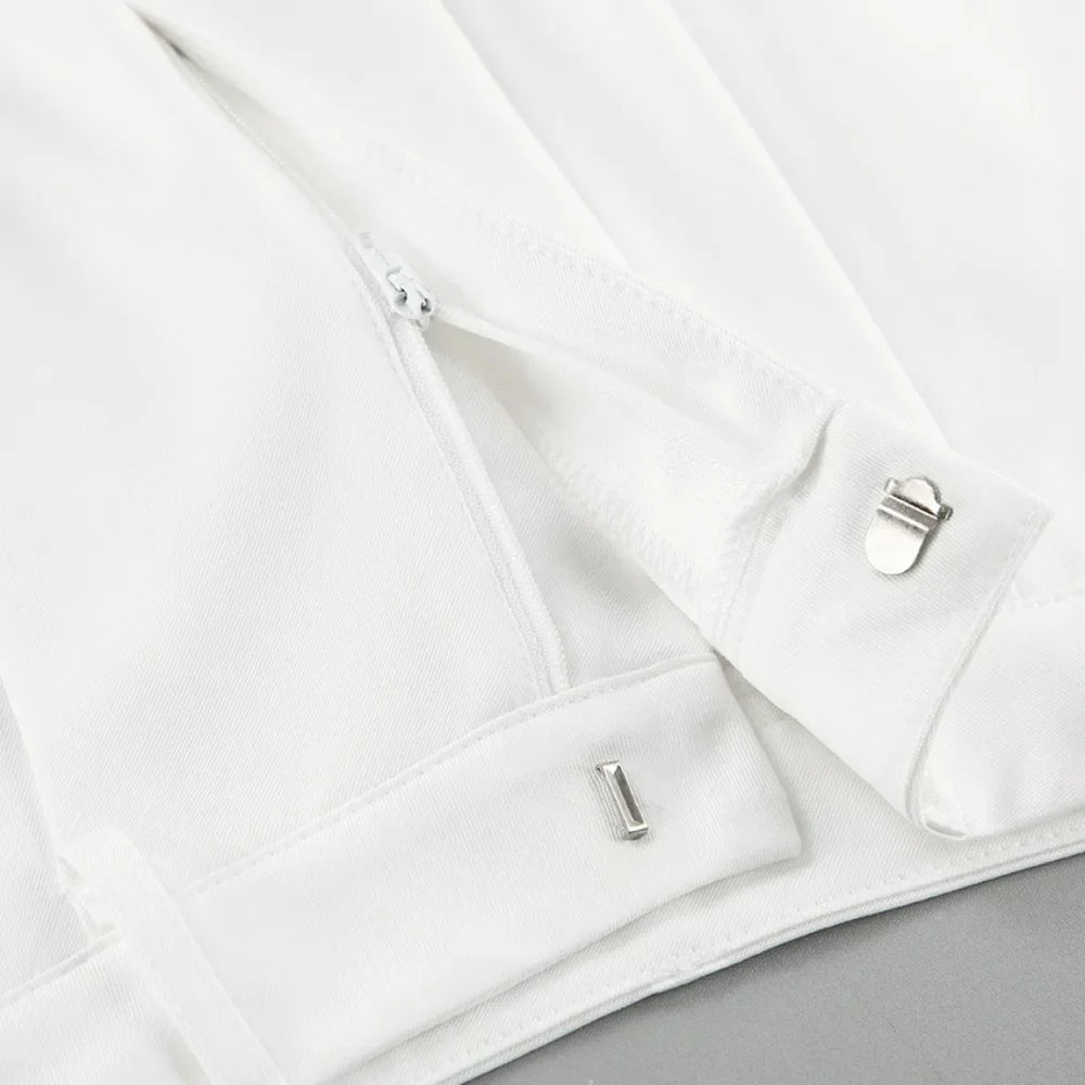 Pantalones de pierna ancha blancos ligeros de lujo para mujer, pantalones de pierna recta de cintura alta con temperamento versátil para ir al trabajo y ocio, primavera y otoño