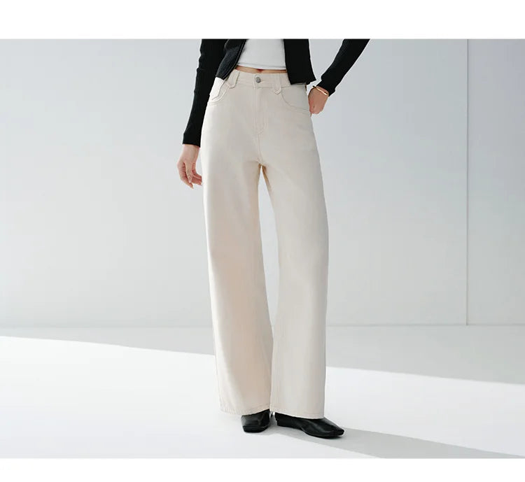 Semir Retro Jeans mujeres 2026 primavera Lyocell mezcla pierna ancha hasta el suelo cubierta de cadera pierna alargamiento pantalones de moda