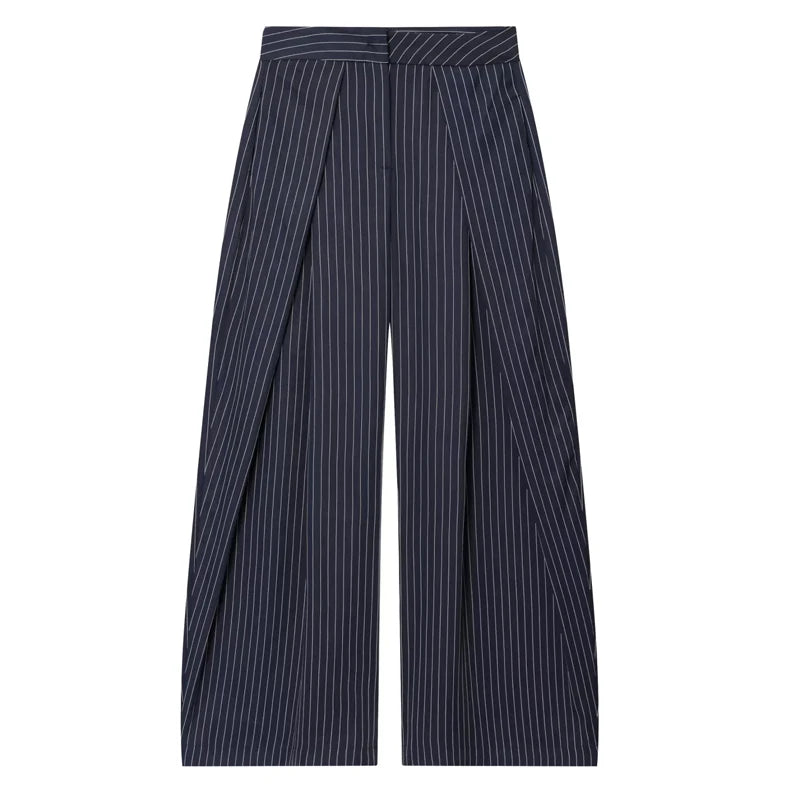 Pantalones anchos plisados HXAO para mujer, pantalones de traje holgados para mujer, pantalones beige de cintura alta para oficina y trabajo, pantalones de pierna ancha oversize para primavera