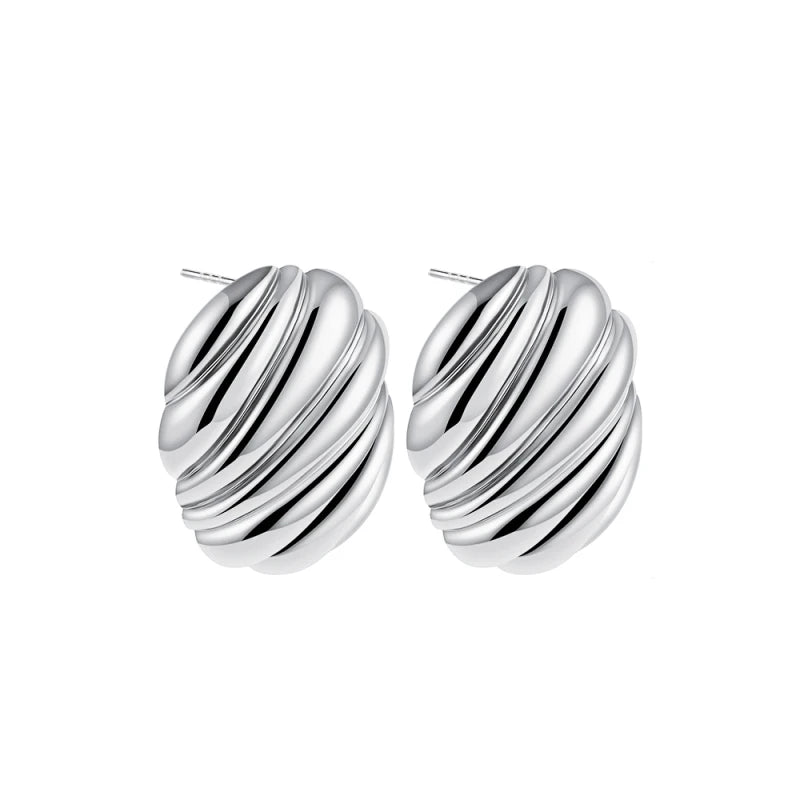 Pendientes de nudo torcido circulares multicapa de acero inoxidable a la moda para mujer, pendientes llamativos chapados en oro con textura de colores mezclados, bisutería
