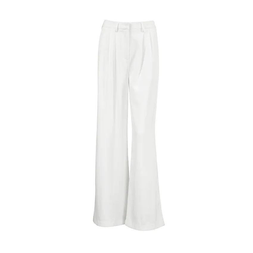 Pantalones de pierna ancha blancos ligeros de lujo para mujer, pantalones de pierna recta de cintura alta con temperamento versátil para ir al trabajo y ocio, primavera y otoño