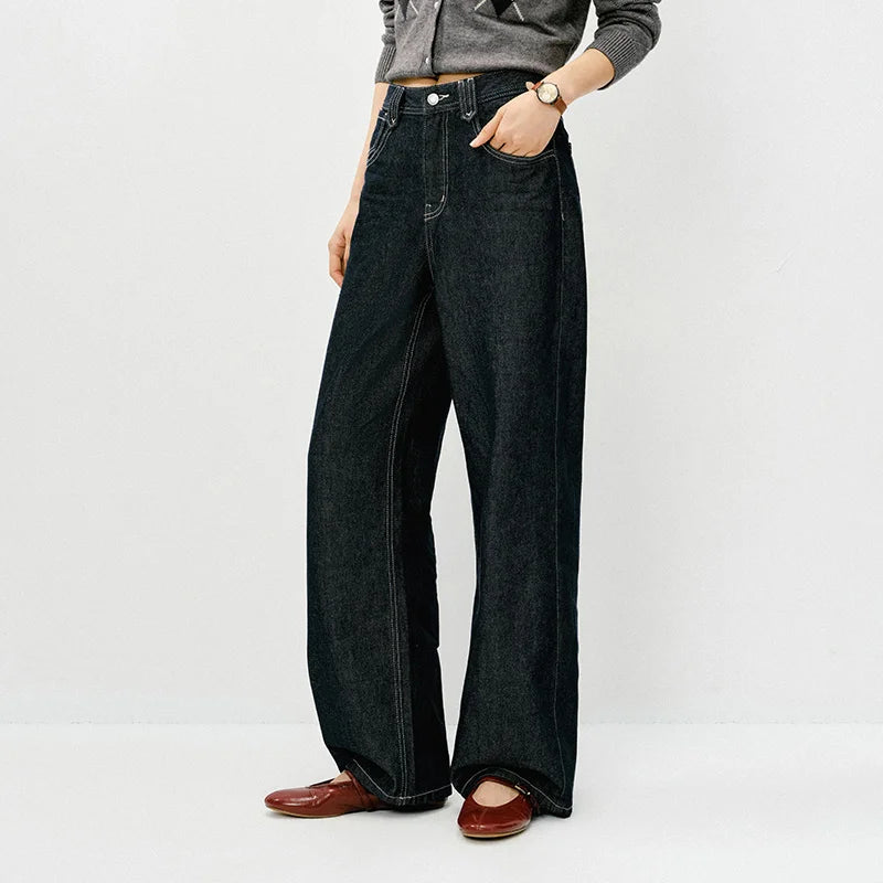 Semir Retro Jeans mujeres 2026 primavera Lyocell mezcla pierna ancha hasta el suelo cubierta de cadera pierna alargamiento pantalones de moda