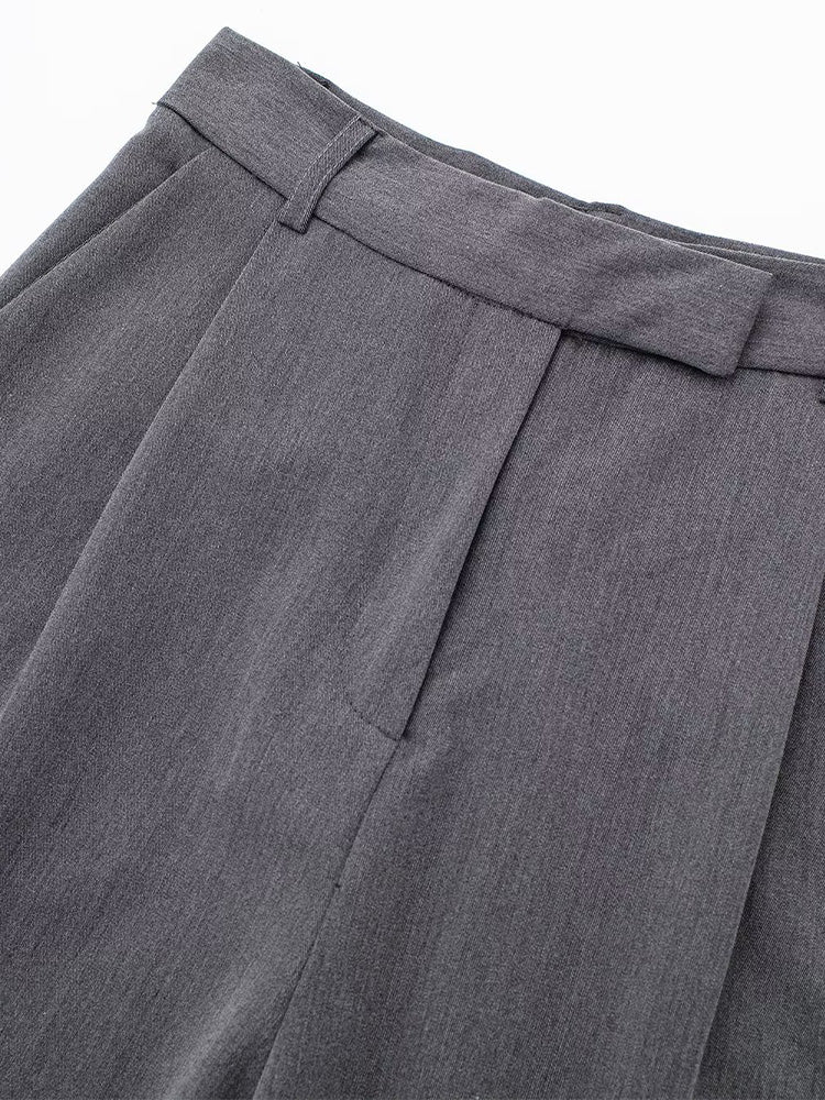 Willshela, Pantalones rectos lisos con cremallera frontal a la moda para mujer, pantalones Vintage de cintura alta de longitud completa para mujer, pantalones elegantes para mujer