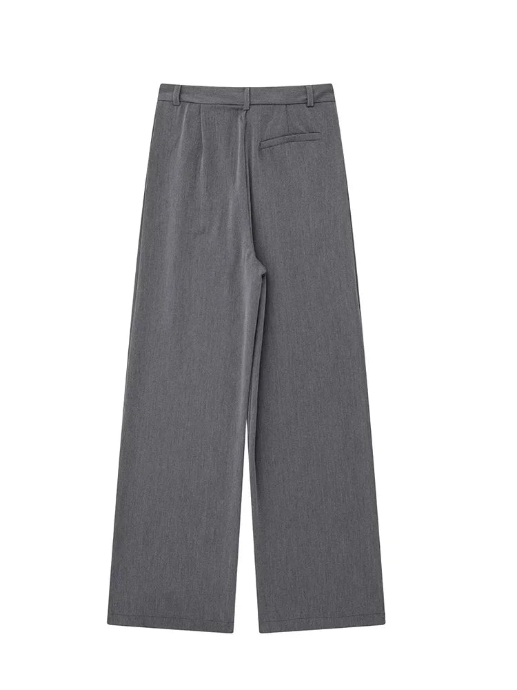 Willshela, Pantalones rectos lisos con cremallera frontal a la moda para mujer, pantalones Vintage de cintura alta de longitud completa para mujer, pantalones elegantes para mujer