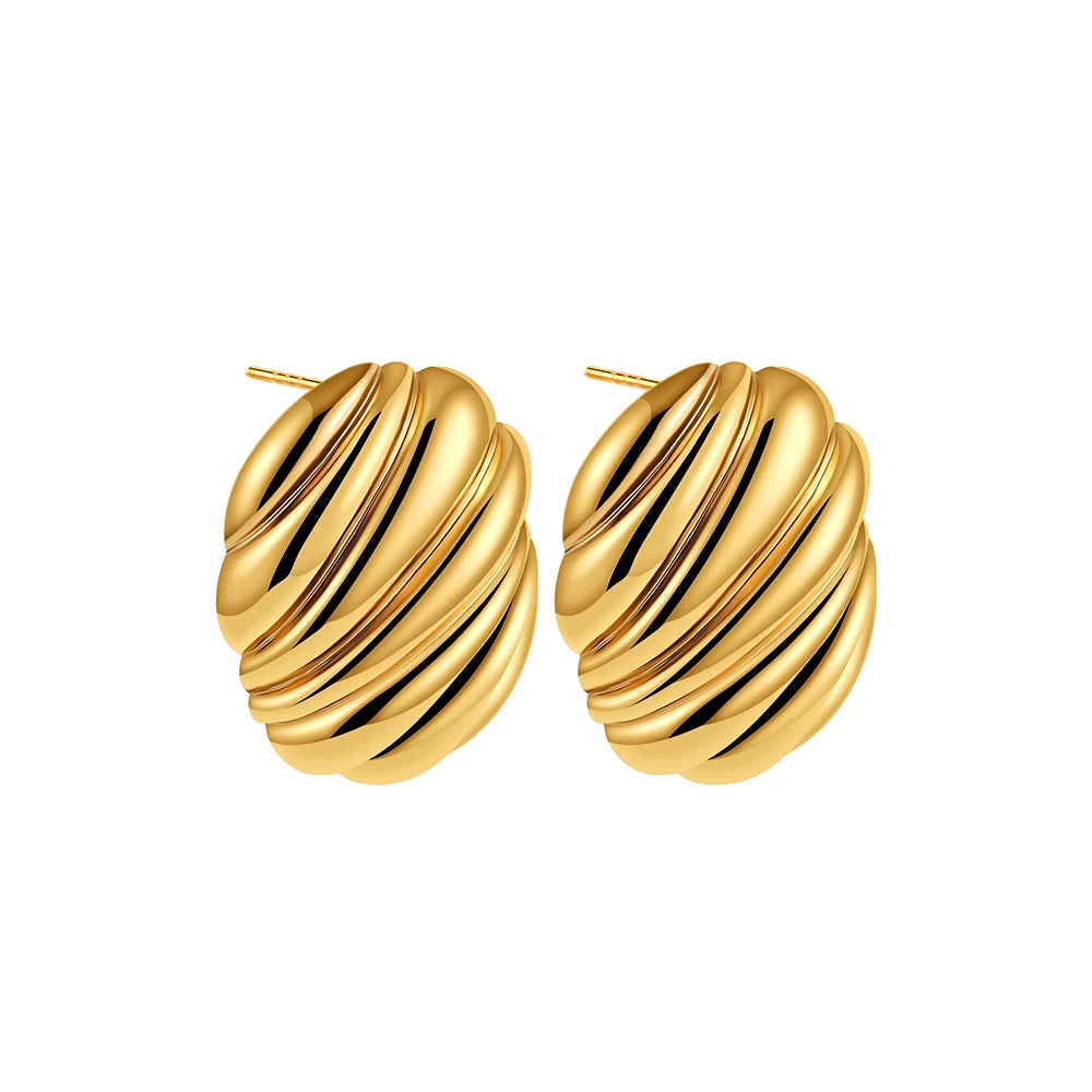 Pendientes de nudo torcido circulares multicapa de acero inoxidable a la moda para mujer, pendientes llamativos chapados en oro con textura de colores mezclados, bisutería