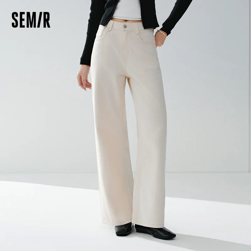 Semir Retro Jeans mujeres 2026 primavera Lyocell mezcla pierna ancha hasta el suelo cubierta de cadera pierna alargamiento pantalones de moda