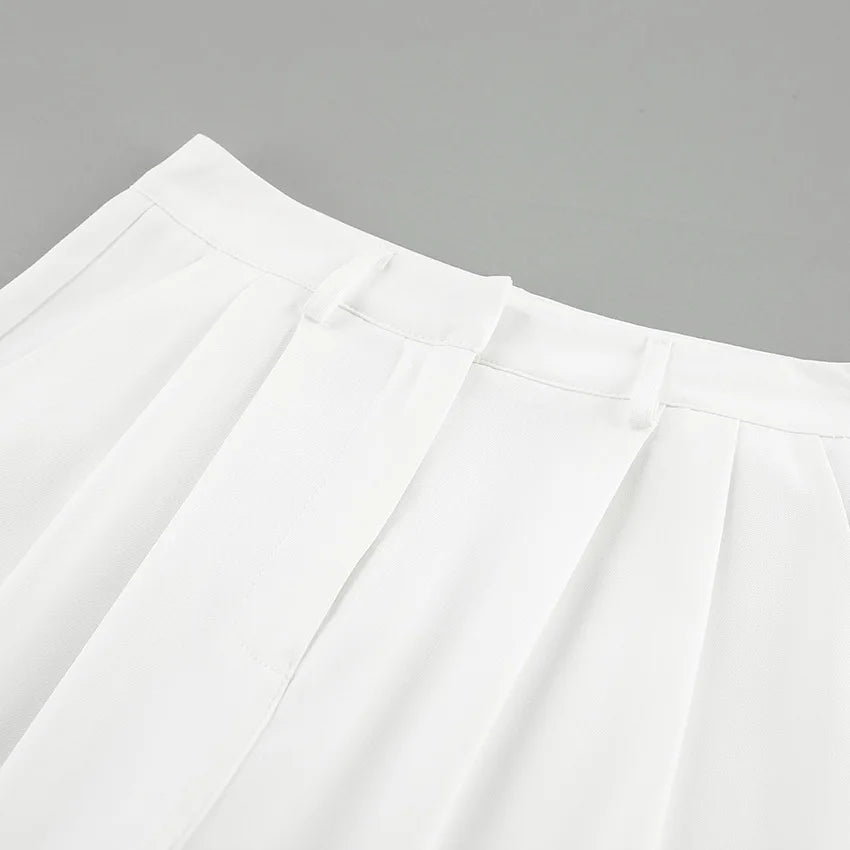 Pantalones de pierna ancha blancos ligeros de lujo para mujer, pantalones de pierna recta de cintura alta con temperamento versátil para ir al trabajo y ocio, primavera y otoño