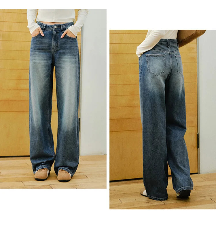 Semir Retro Jeans mujeres 2026 primavera Lyocell mezcla pierna ancha hasta el suelo cubierta de cadera pierna alargamiento pantalones de moda