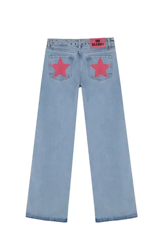 Y2k One Dilemma pantalones vaqueros con estampado de leopardo y estrellas, pantalones vaqueros de pierna ancha, ropa de calle, pantalones vaqueros holgados de cintura alta, ropa gótica Harajuku para mujer