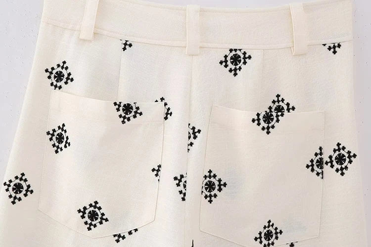 Pantalones Vintage holgados de lino bohemios para mujer, moda de verano 2023, pantalones bordados suaves para mujer, pantalones informales elegantes para mujer