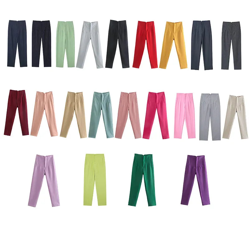 Koekop Trajes de oficina Pantalones lápiz Negro Rosa Blanco Pantalones de mujer Ropa de oficina de moda Pantalones de cintura alta para mujer Pantalones formales