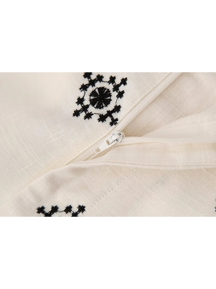 Pantalones Vintage holgados de lino bohemios para mujer, moda de verano 2023, pantalones bordados suaves para mujer, pantalones informales elegantes para mujer