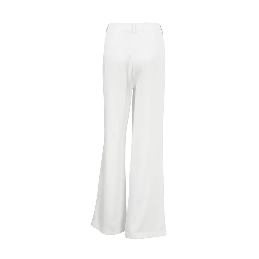 Pantalones de pierna ancha blancos ligeros de lujo para mujer, pantalones de pierna recta de cintura alta con temperamento versátil para ir al trabajo y ocio, primavera y otoño
