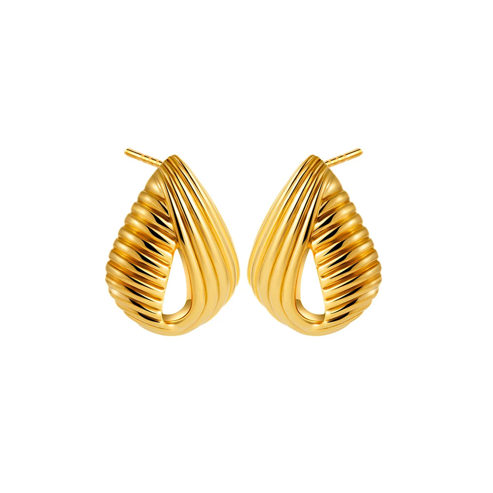 Pendientes de nudo torcido circulares multicapa de acero inoxidable a la moda para mujer, pendientes llamativos chapados en oro con textura de colores mezclados, bisutería