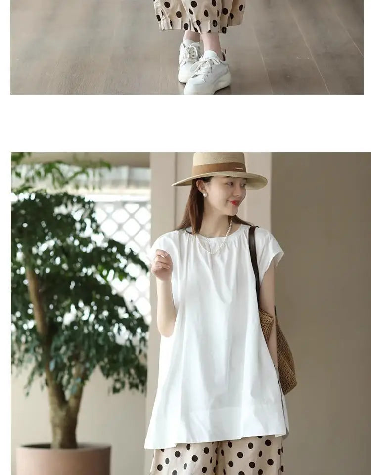 Pantalones de pierna ancha de lunares para mujer, novedad de verano, pantalones cortos informales finos y sueltos