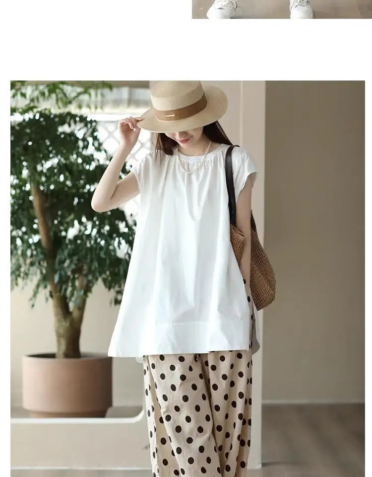 Pantalones de pierna ancha de lunares para mujer, novedad de verano, pantalones cortos informales finos y sueltos