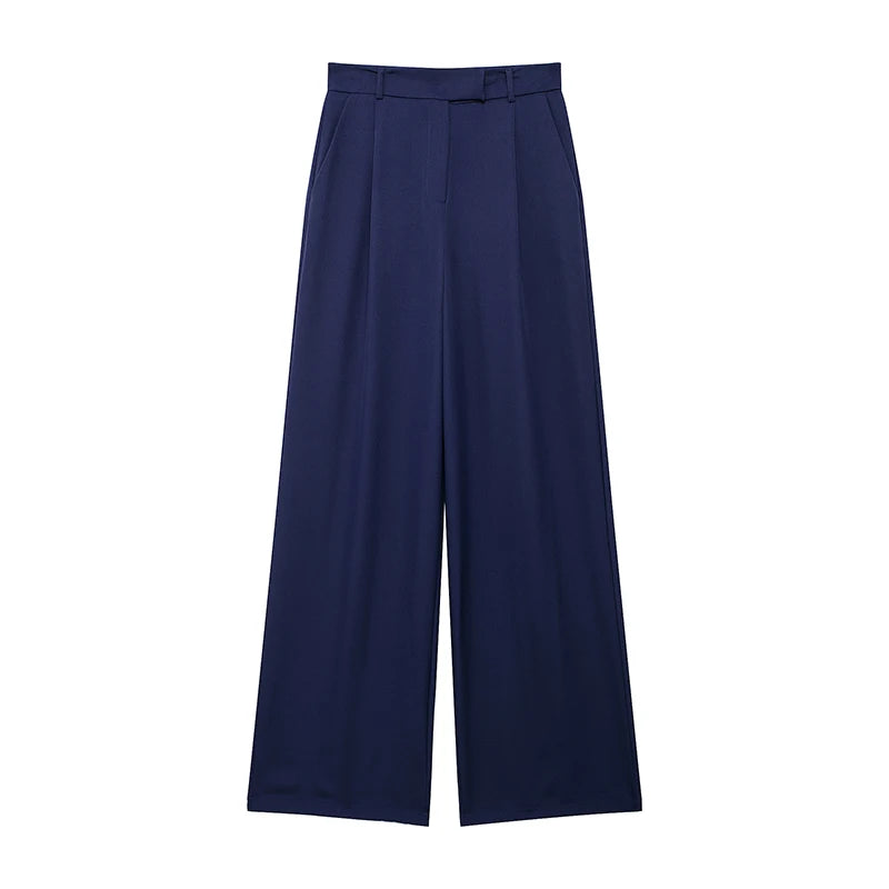 Willshela, Pantalones rectos lisos con cremallera frontal a la moda para mujer, pantalones Vintage de cintura alta de longitud completa para mujer, pantalones elegantes para mujer