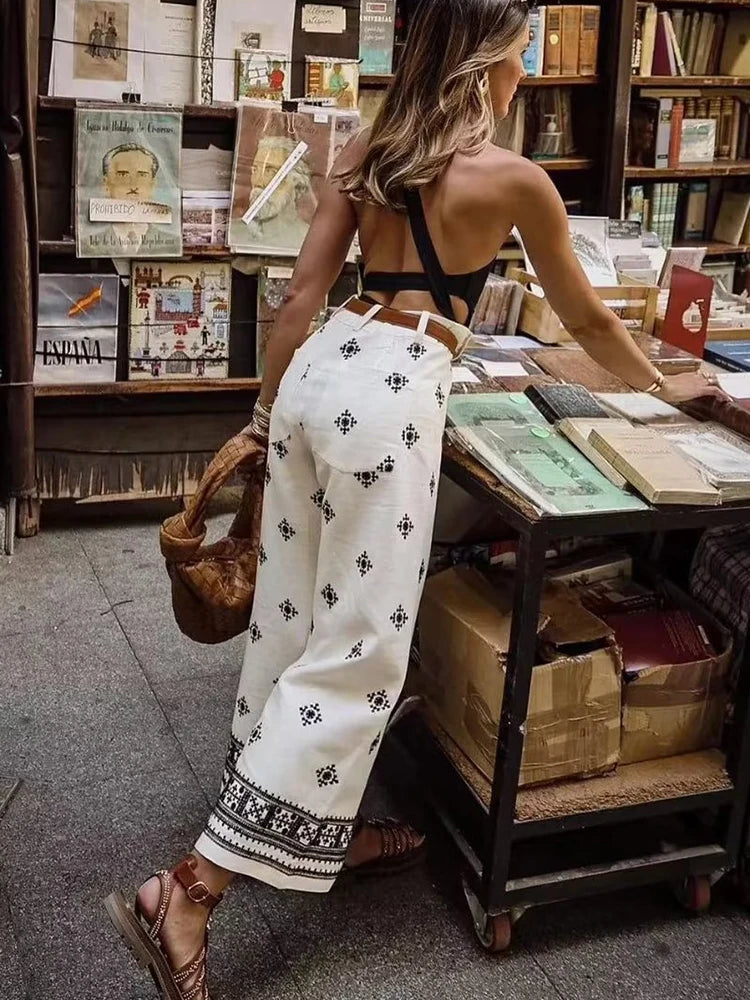 Pantalones Vintage holgados de lino bohemios para mujer, moda de verano 2023, pantalones bordados suaves para mujer, pantalones informales elegantes para mujer