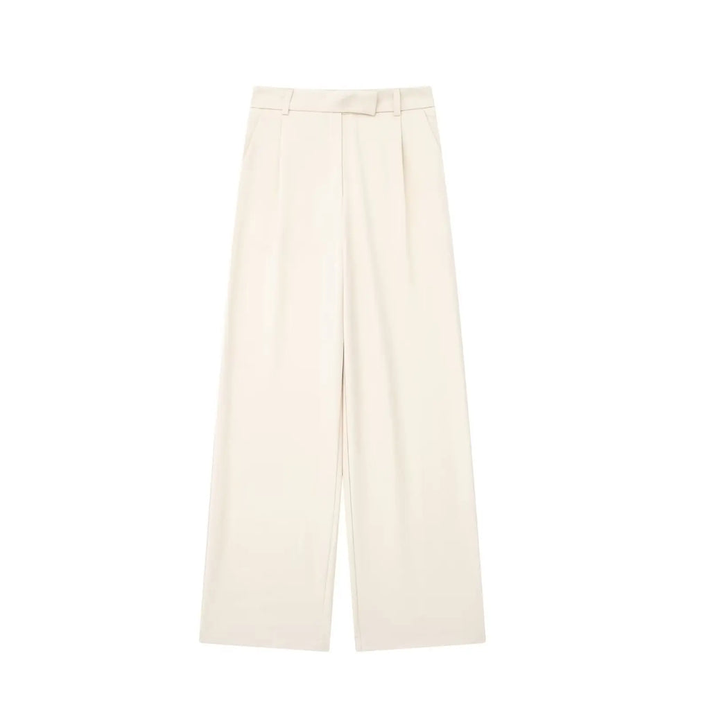 Willshela, Pantalones rectos lisos con cremallera frontal a la moda para mujer, pantalones Vintage de cintura alta de longitud completa para mujer, pantalones elegantes para mujer