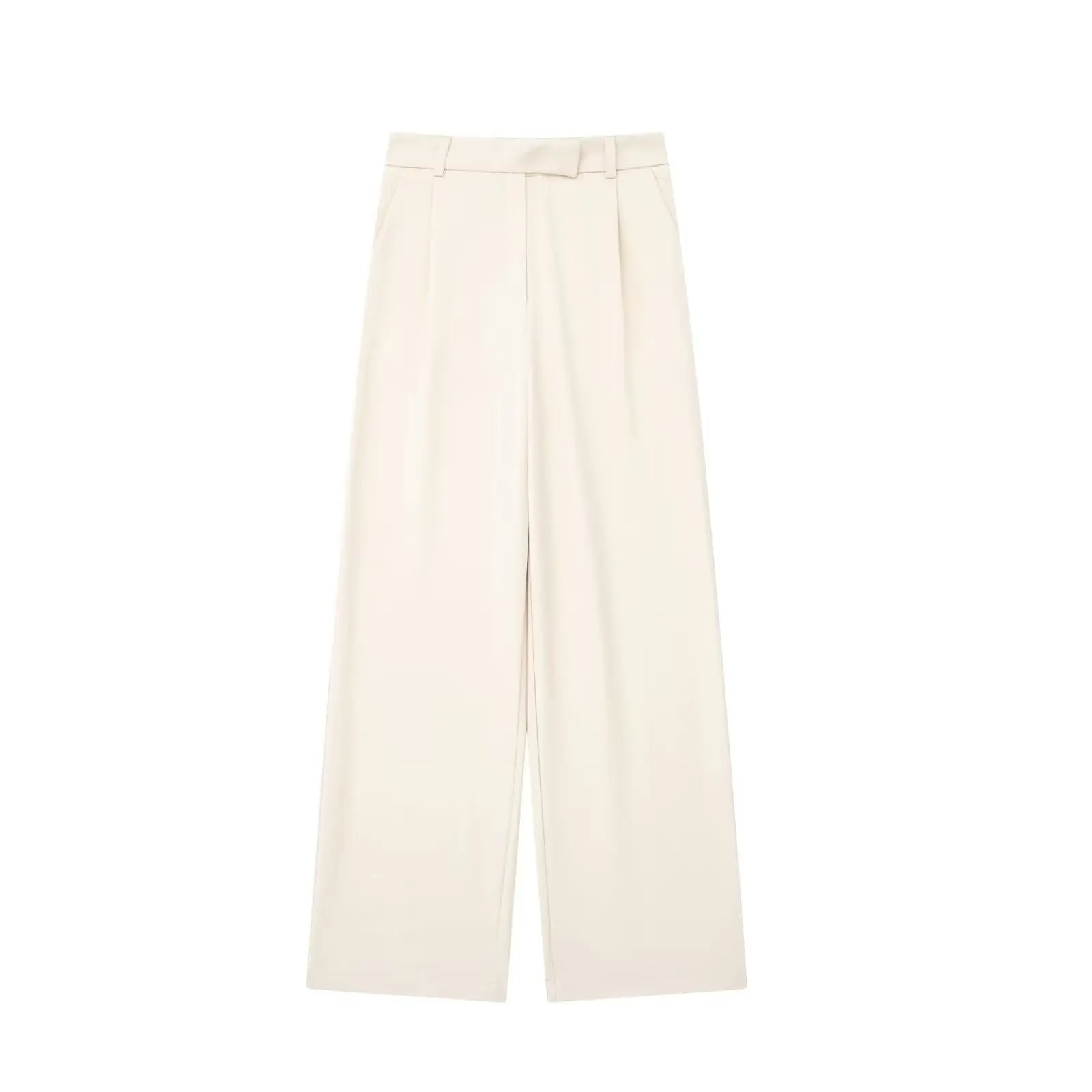 Willshela, Pantalones rectos lisos con cremallera frontal a la moda para mujer, pantalones Vintage de cintura alta de longitud completa para mujer, pantalones elegantes para mujer