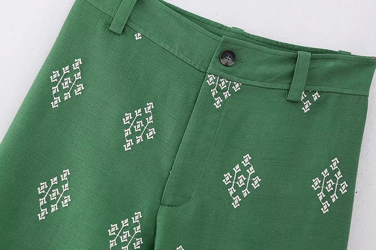 Pantalones Vintage holgados de lino bohemios para mujer, moda de verano 2023, pantalones bordados suaves para mujer, pantalones informales elegantes para mujer