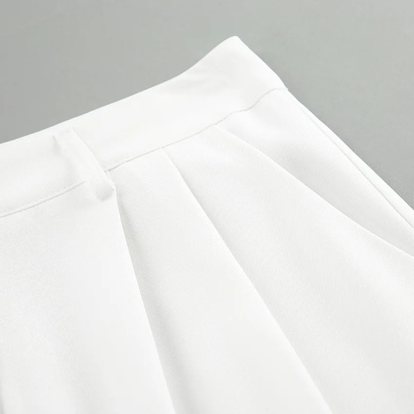 Pantalones de pierna ancha blancos ligeros de lujo para mujer, pantalones de pierna recta de cintura alta con temperamento versátil para ir al trabajo y ocio, primavera y otoño
