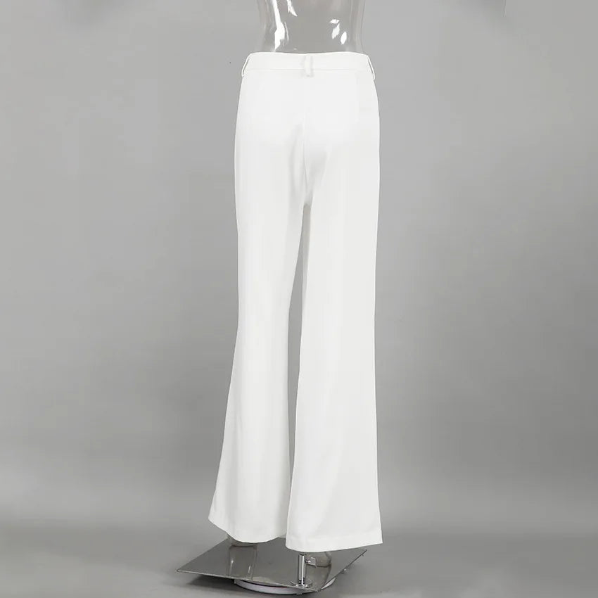 Pantalones de pierna ancha blancos ligeros de lujo para mujer, pantalones de pierna recta de cintura alta con temperamento versátil para ir al trabajo y ocio, primavera y otoño