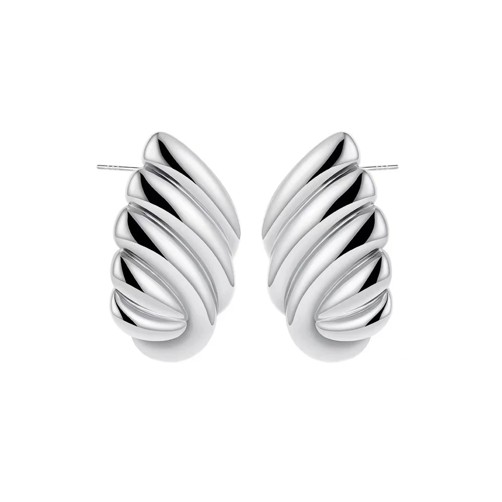 Pendientes de nudo torcido circulares multicapa de acero inoxidable a la moda para mujer, pendientes llamativos chapados en oro con textura de colores mezclados, bisutería